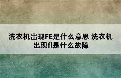 洗衣机岀现FE是什么意思 洗衣机出现fl是什么故障